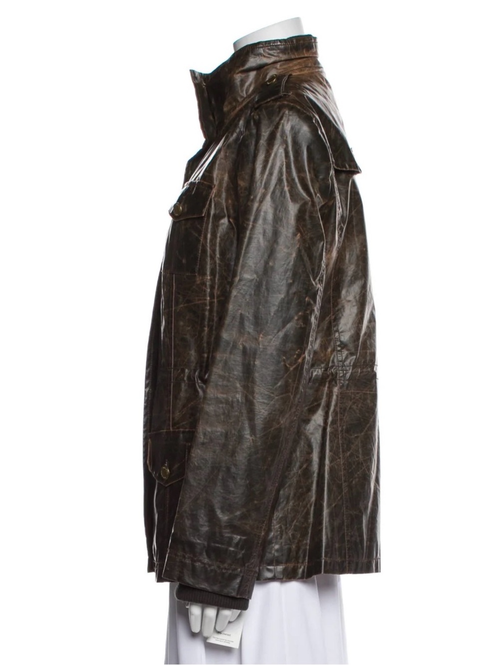 TORY BURCH Dark Brown faux Leather Button-Front Jacket - Picture 3 of 3